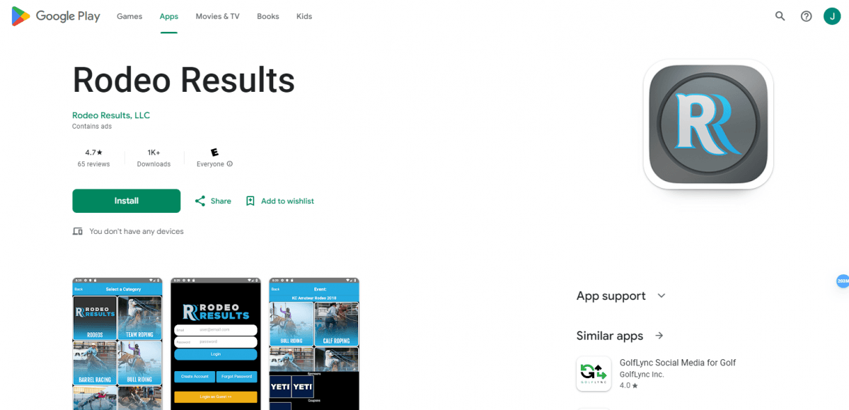 Rodeo Results — Mobile Apps